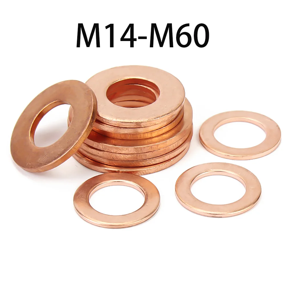 Solid Copper Washer M14 M16 M18 M20 M22 M24 M27 M30 M33 M36 M42 M45 M48 M50 M60 Flat Ring Seal Plain Spacer Washers O Rings