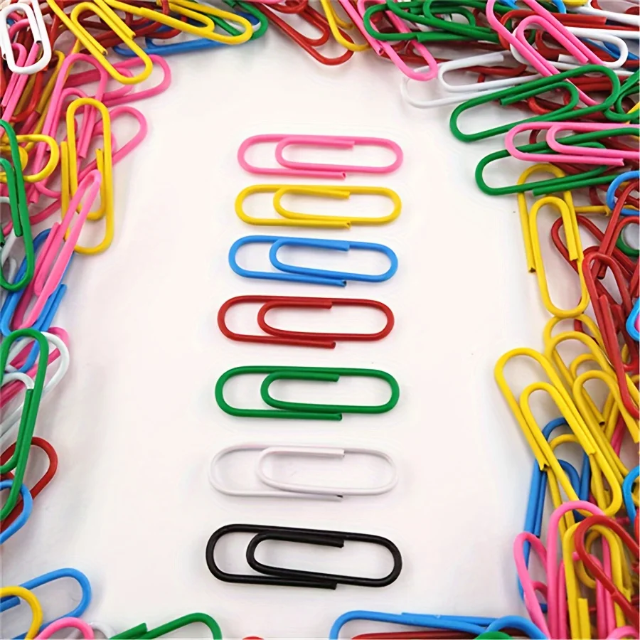 270pcs Color Paper Clip & 1in Paper Clip, Suitable For Office Stationery Plastic Coated Paper Clip Office Clip