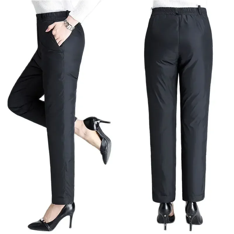 

New Down Cotton Pants Female External Wear Loose Keep Warm Add Thick Ladies Cotton Trousers Winter High Waist Women's Trousers