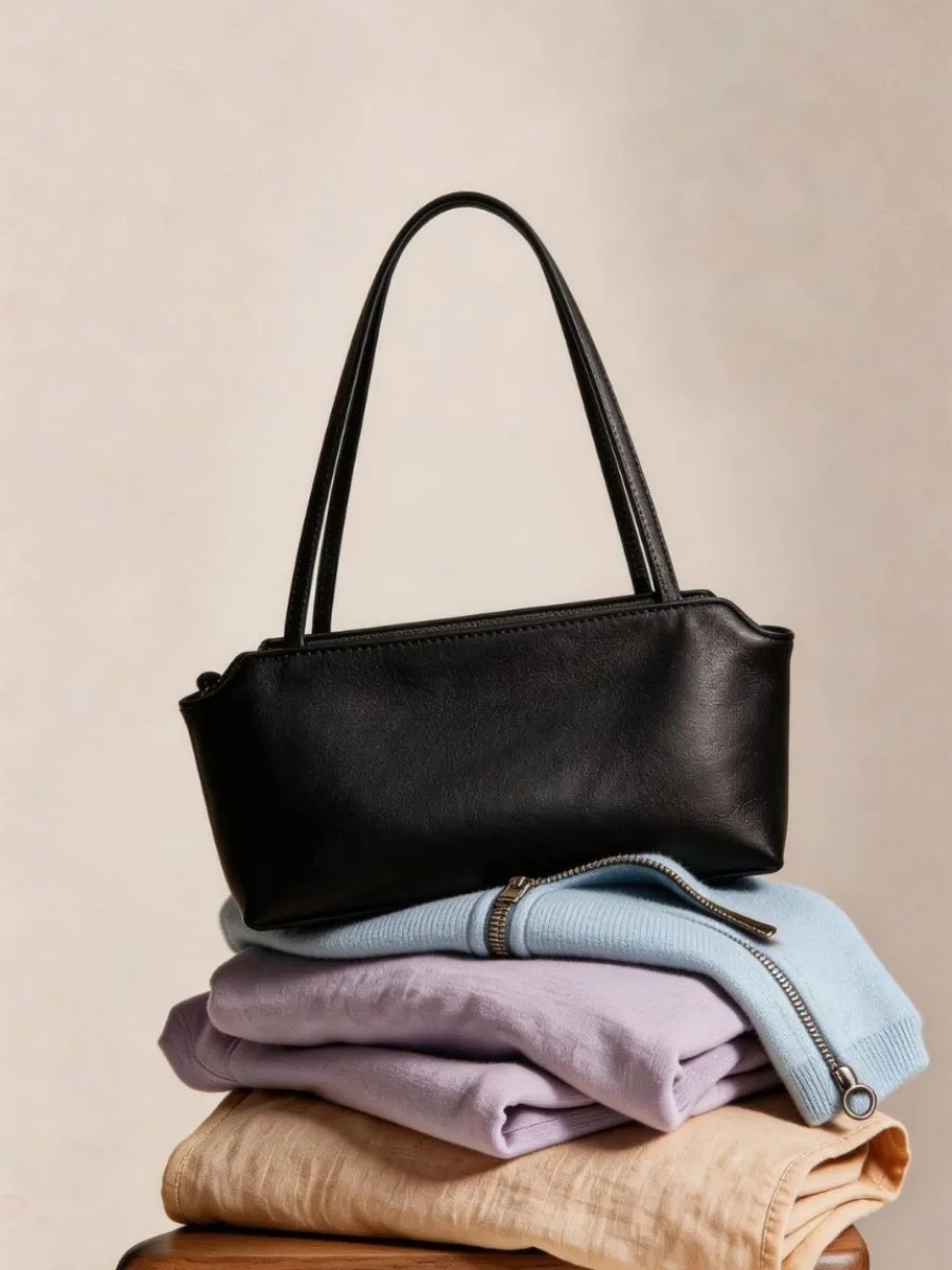 High-End Genuine Leather Women's Shoulder Bag Sheepskin Armpit Handbag Korean Niche Style for Fashionable Ladies