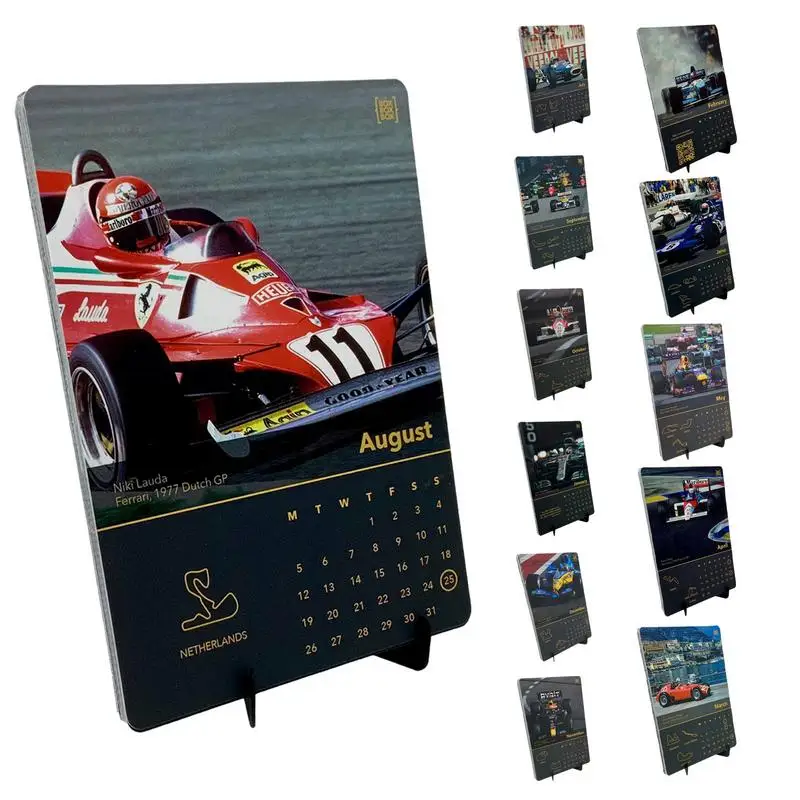 F1 Race Car Monthly Calendar F1 Wall Calendar 2024 Portable Desk Calendar Planner Story Image for Bedroom Living Room Table Desk