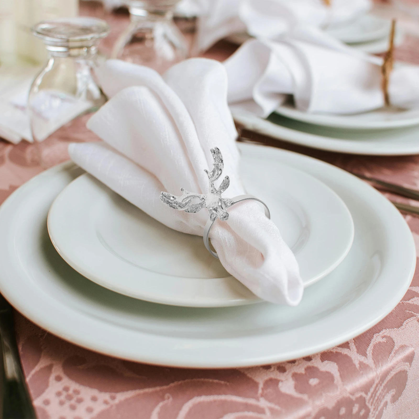 

Christmas Elk Napkin Rings 3D Deer Head Festive Table Setting Holiday Dinner Party Decor Napkin Rings Christmas