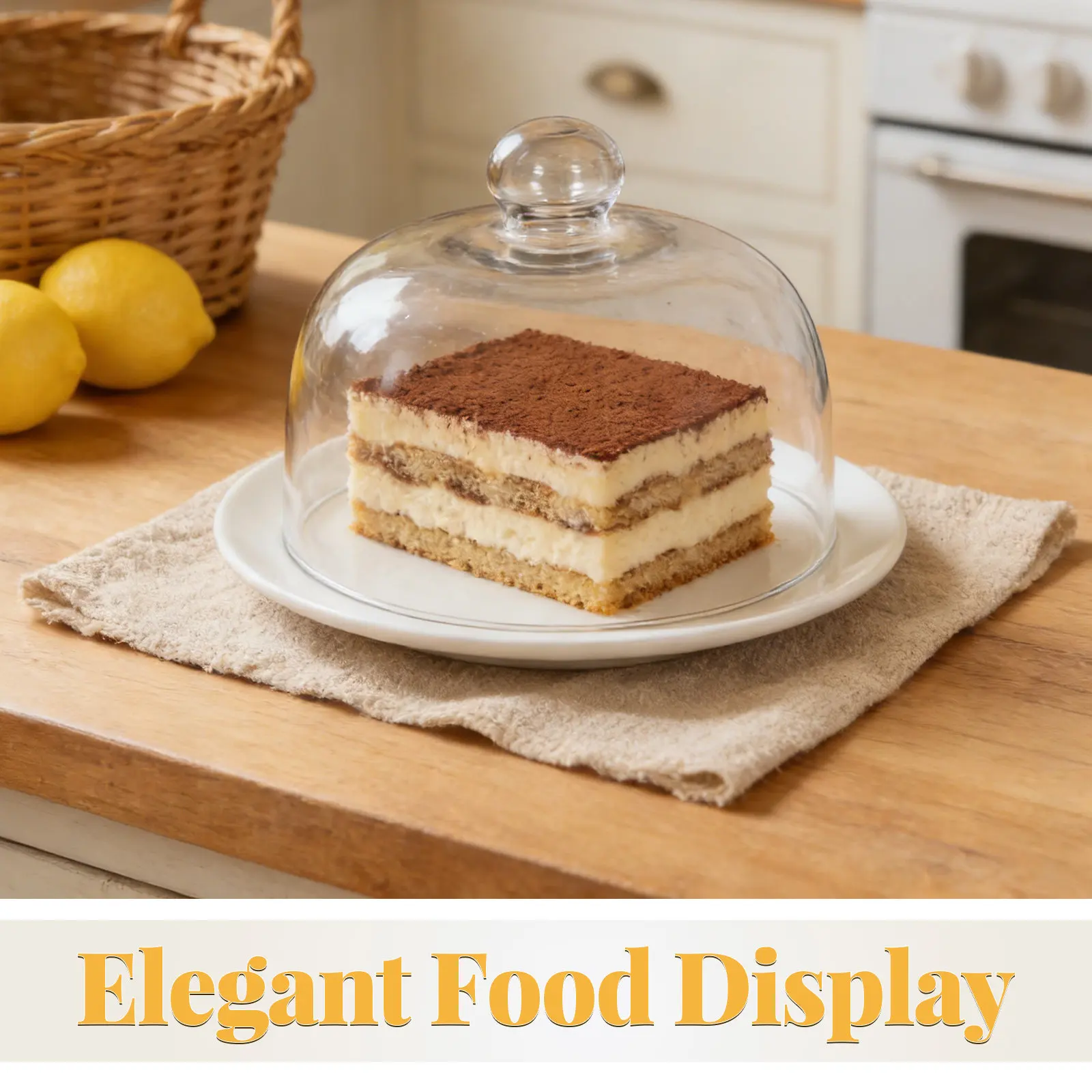 Clear Cake Dome Cover Glass Round Cupcake Stand Lid 7.7x6.3 Inch Pastry Display Cloche Microwave Glass Food Cover Splatter Guard