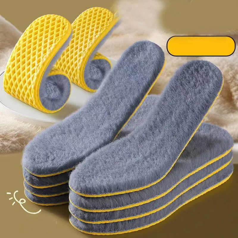 1/2pairs Unisex Winter Warm Insoles Soft Self-Heating Cushion Plush Shoes Inserts Thicken Shock-absorbent Breathable Shoe Sole