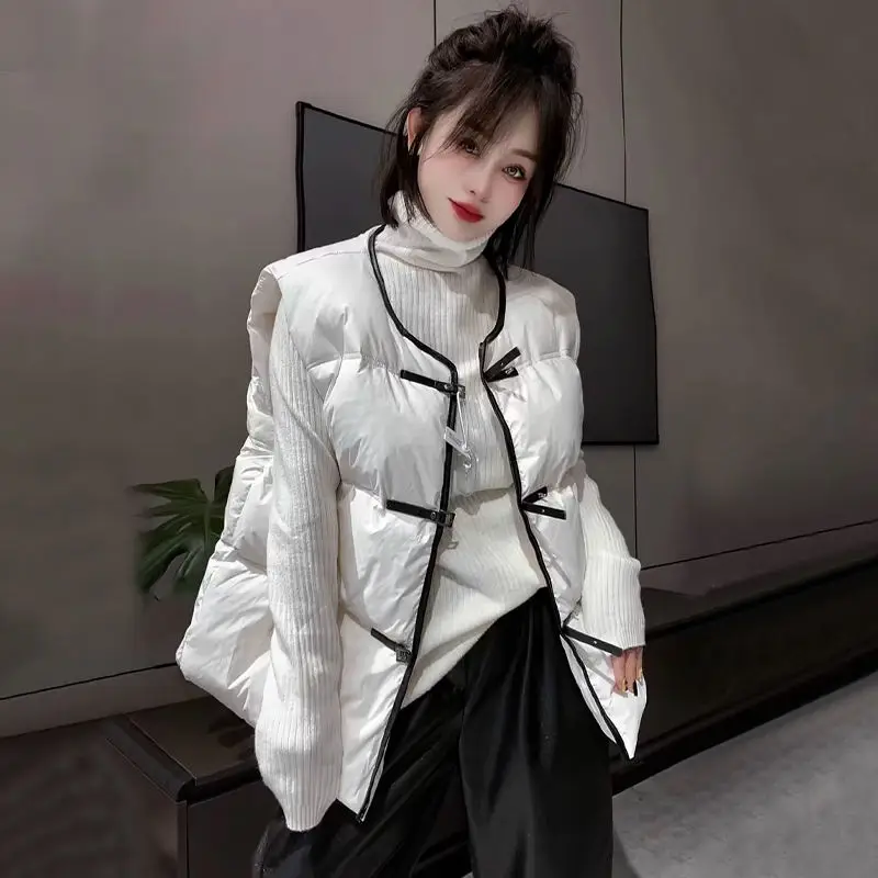 

Women's Autumn Winter Warm Puffer Vest Solid Round Collar Sleeveless Casual Lightweight Outerwear Fashion Versatile Vest TS585