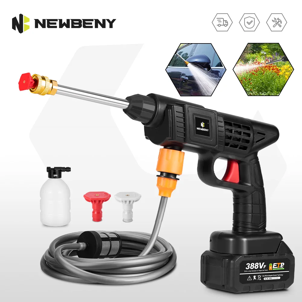 YOFIDRA 600W High Pressure Electric Car Washer Gun Cordless Water Spray Cleaner Gun Garden Power Tools for Makita 21V Battery