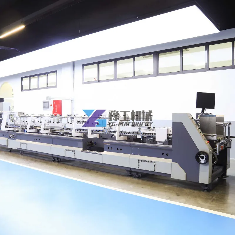 YUGONG Carton Box Inspection Optional Folding Gluing Machine 4&6 Corner Folder Gluer