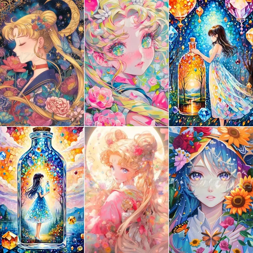 

Мультяшная девушка, наборы алмазной живописи, алмазная вышивка, драгоценный камень, вышивка крестиком, алмазное искусство, полный кристалл, домашний декор