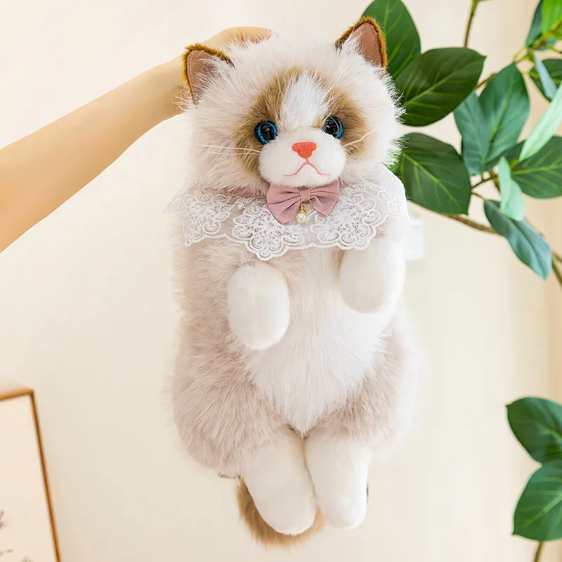 Cute Realistic Ragdoll Cat Backpack Plush, Girly Kitten Doll, Holiday Souvenir & Gift