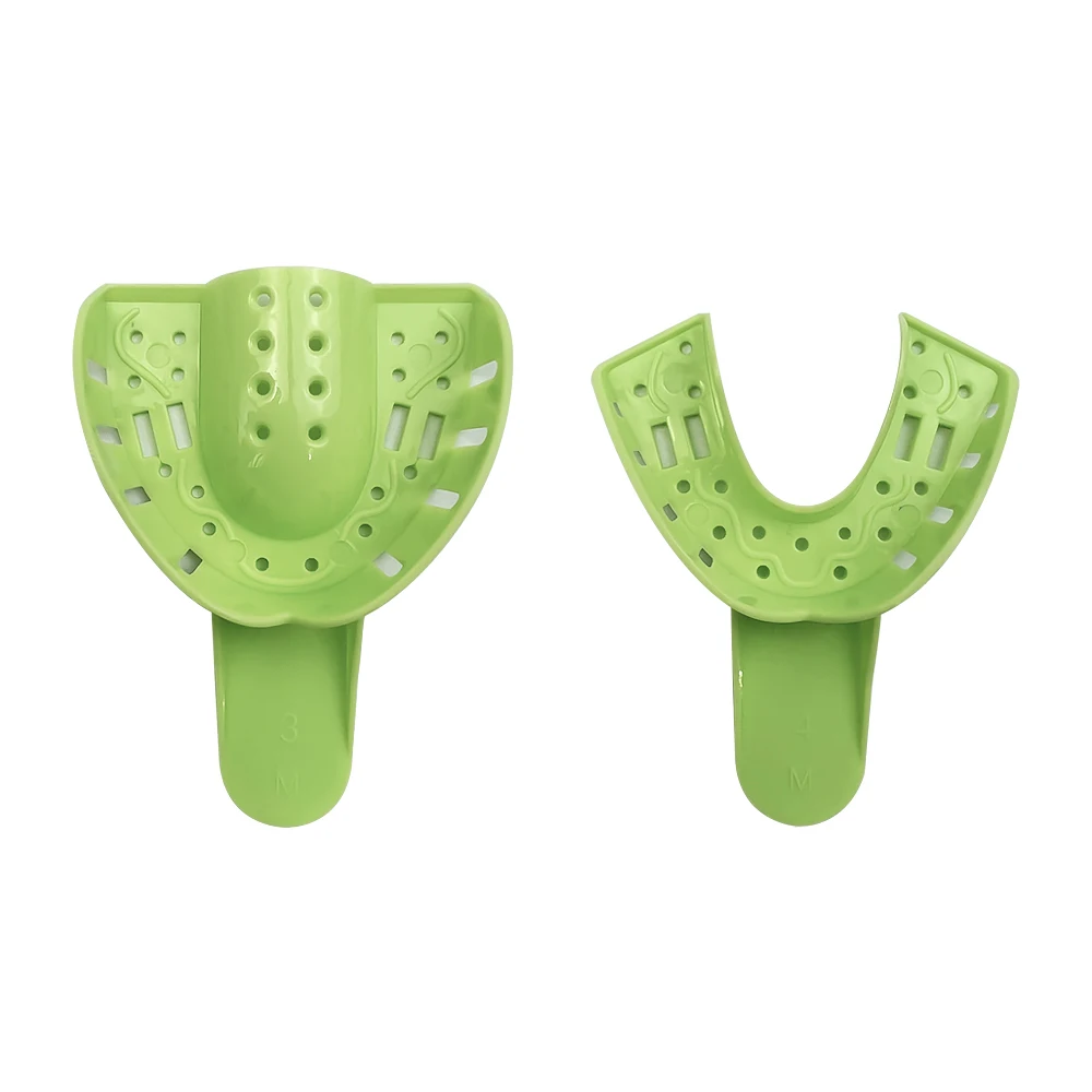 Disposable Plastic Dental Tray Green Impression Mold Removal High-temperature Resistant Tray Oral Care Accessories 10pcs