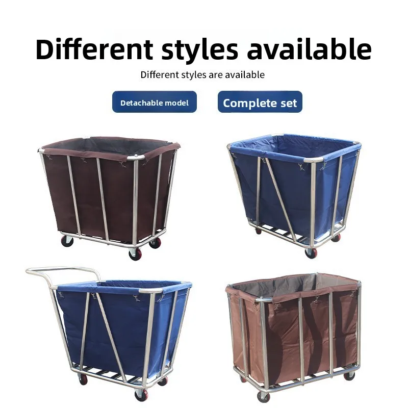 Stainless Steel Hotel Linen Cart Thick Quiet Multi Purpose Cleaning Trolley for Housekeeping Rooms Service Trolley Kitchen Cart