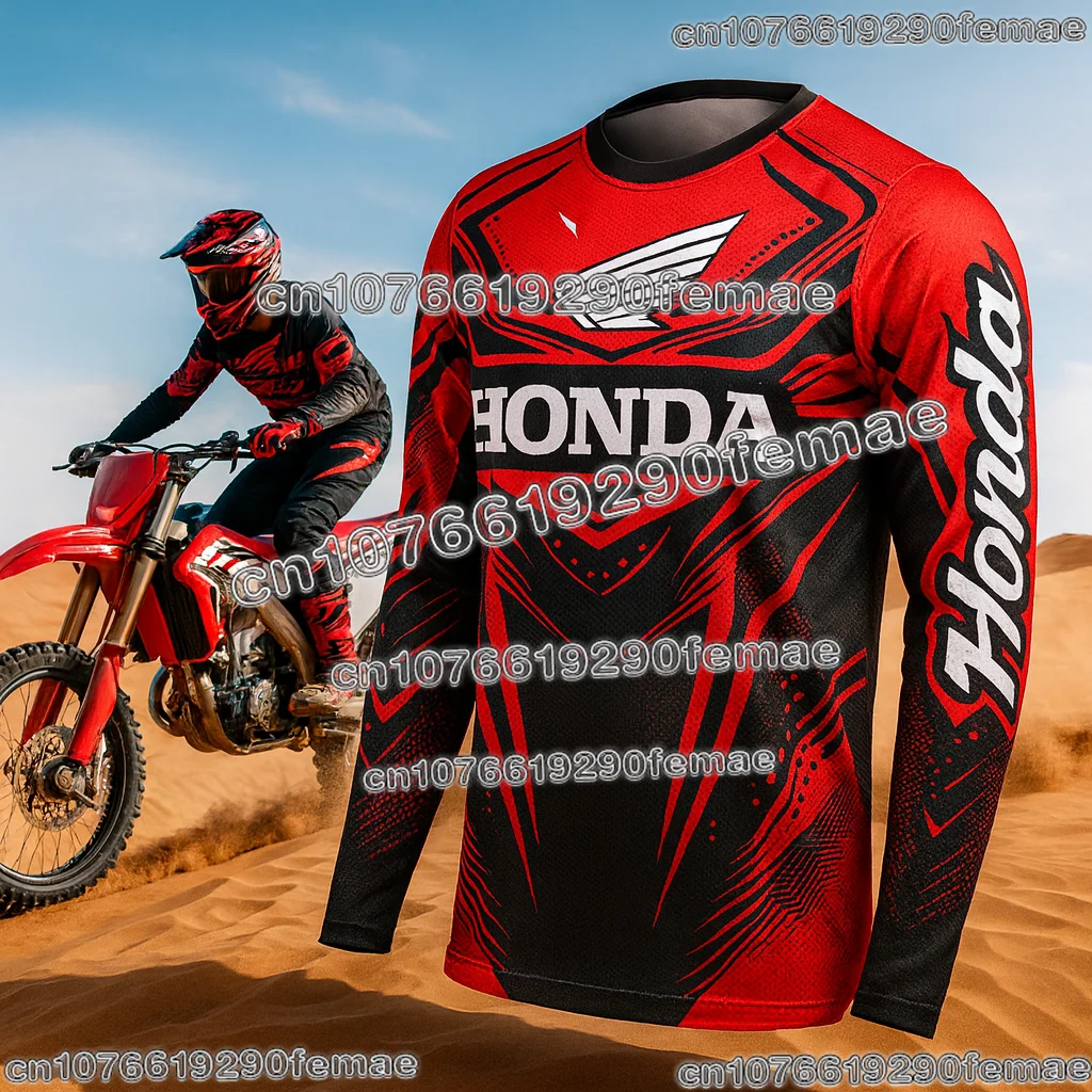 

Quick Dry Honda Motorcycle Riding Jersey Long Sleeve Dirt Bike Shirt Breathable Comfortable Top Daily Mountain Racing Sportswear