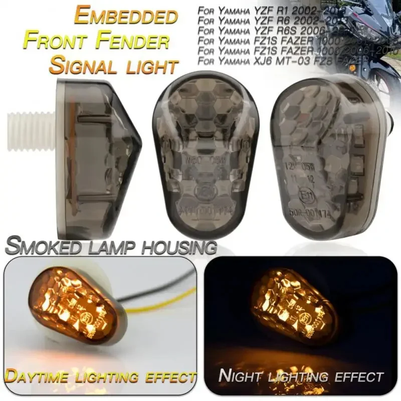 Motorcycle Turn Signal LED Indicator Light Blinker Flashing Lamp Universal For Yamaha YZF R1 R6 R6S FZ1S FAZER 1000 XJ6 MT 03