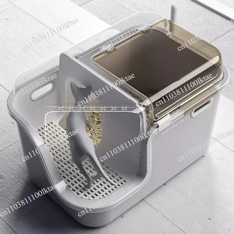 Fully Enclosed Cat Litter Basin Corridor Type Splash-Proof Deodorant Cat Toilet Large Pet Litter Box Enclosed Cat's Bedpans