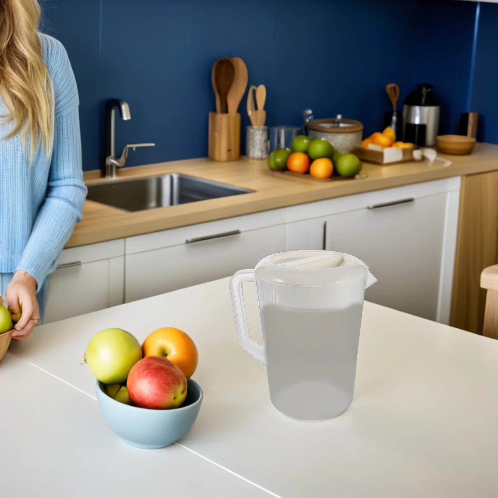 

5000Ml Foodgrade Plastic Water Pitcher Leakproof Spillproof Slim Refrigerator Door Jug Cold Beverage Carafe Lemonade Juice Iced