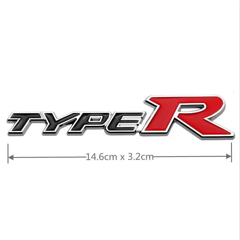 3D Metal Type R Logo Front Grill Badge Rear Trunk Emblem Sticker Decals For Honda Civic TYPER CRV HRV Accord Fit Car Accessories