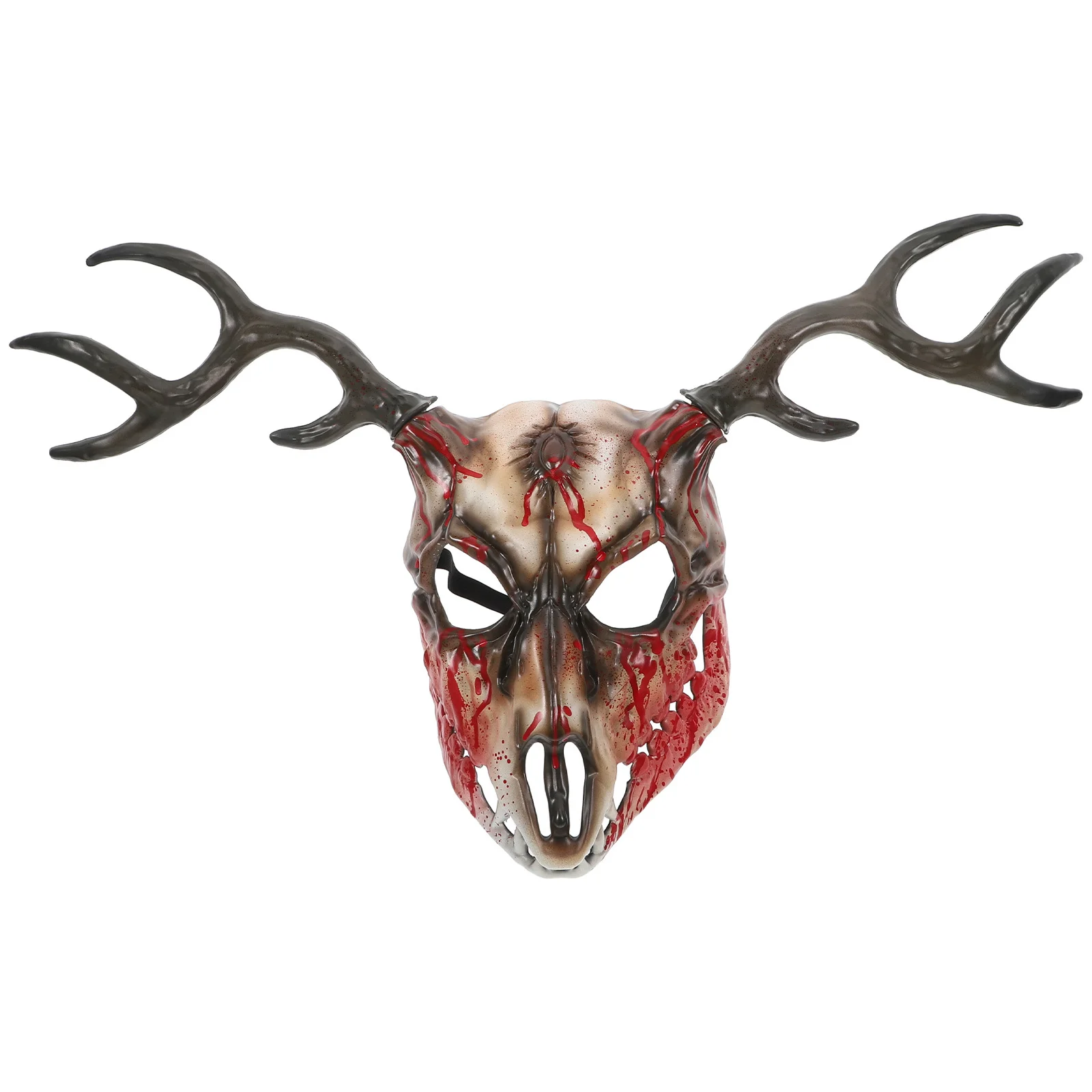 1 Uds. Máscara con cuernos de asta para adultos, cara de ciervo realista, disfraz de mascarada, accesorio para fiesta de Halloween, accesorio de Cosplay desmontable