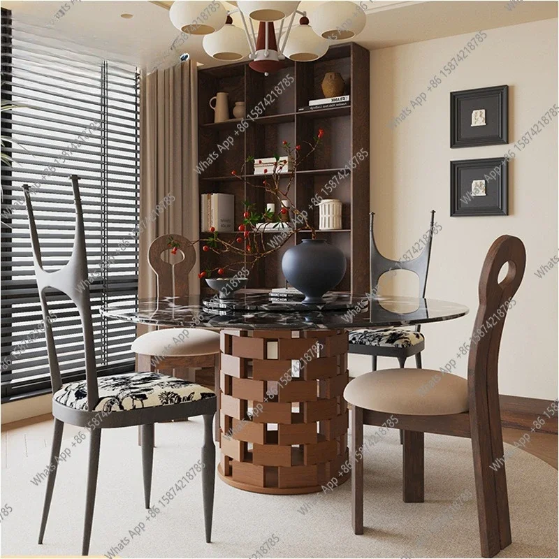 

O French Vintage Solid Wood Dining Table Home Walnut Slate Dining Table Modern Simple Dining Table