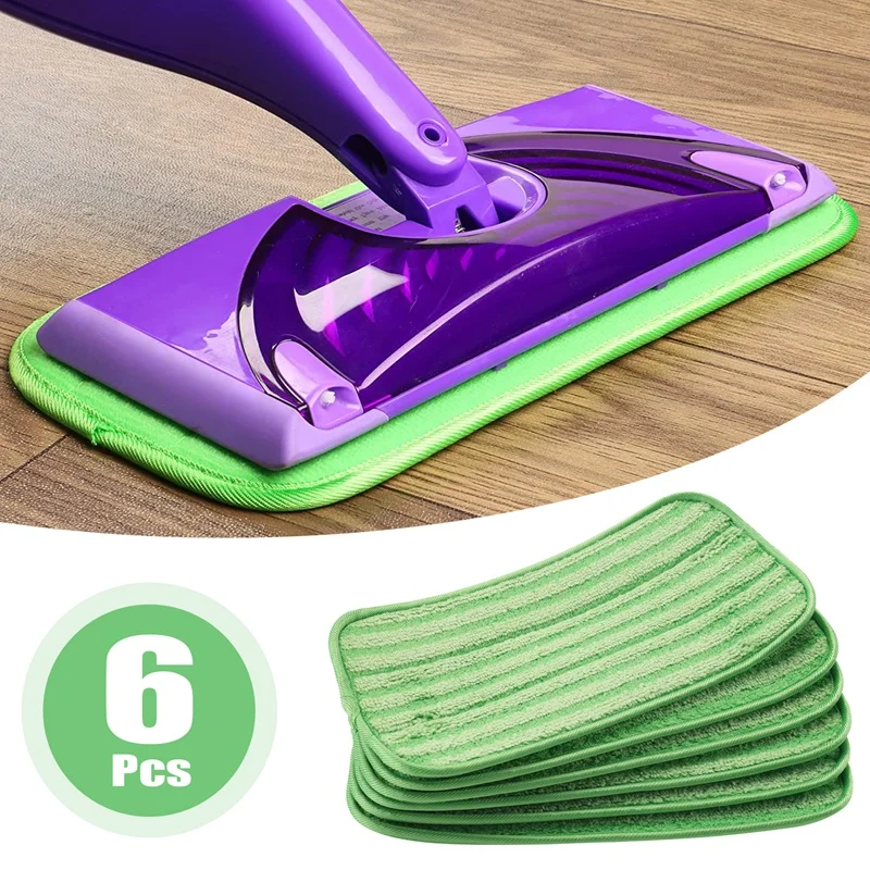 Lavável e reutilizável microfibra Mop Pads, Compatível com Swiffer Wet Jet, 6 pcs