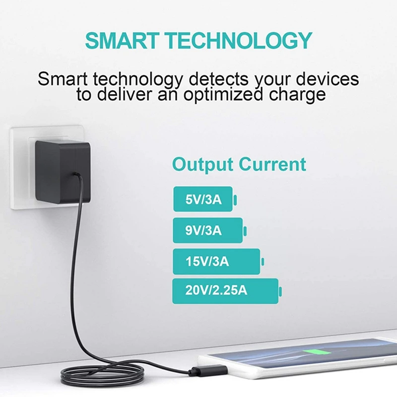 Power Adapter For Steam Deck Charger 20V 2.25A 45W Smart Charging Chip Fast Charge For Steam Deck Wall Adapter(US Plug)