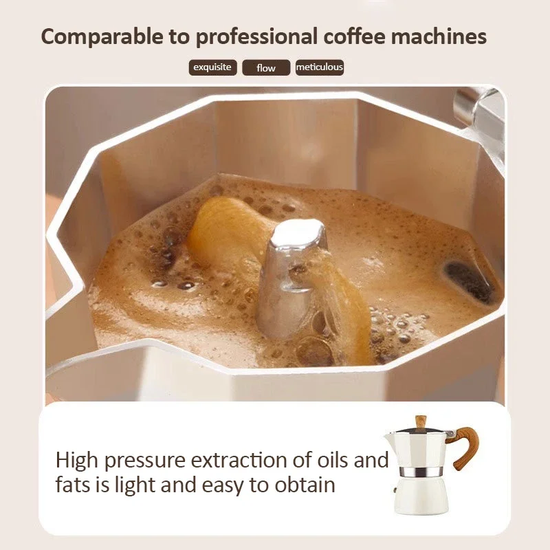 150ml/300ml Vintage Wooden Handle Espresso Maker Moka Pot Classic Italian Cafe Tools Kitchen Cafe Accessories