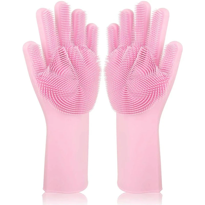 Guanti per lavare i piatti in silicone Guanti riutilizzabili antiscivolo in silicone Setole morbide Guanti per la pulizia della cucina domestica per