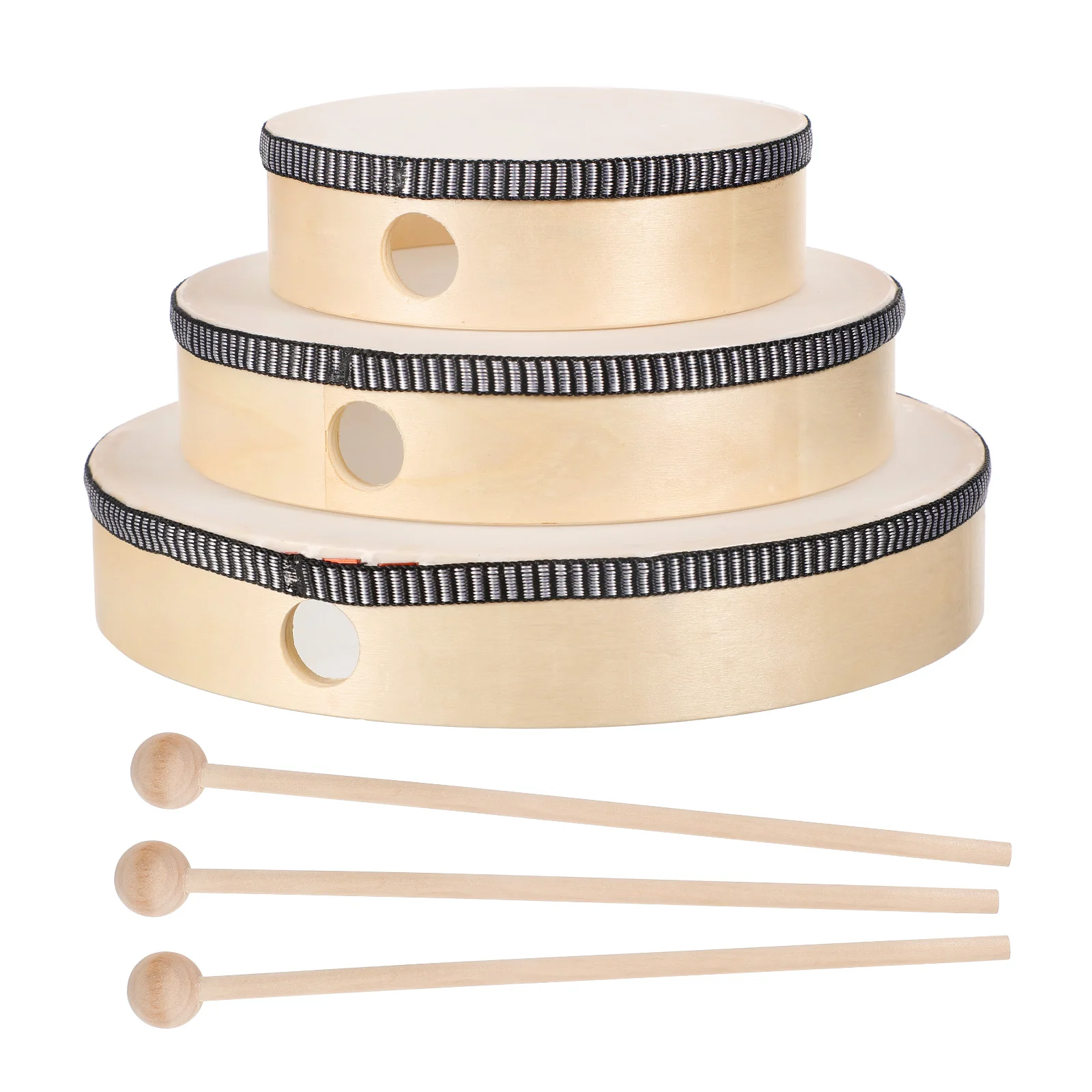 

6 Pcs Percussion Tambourine Hand Drum Musical Toys Kids Instruments Toddler Wood for