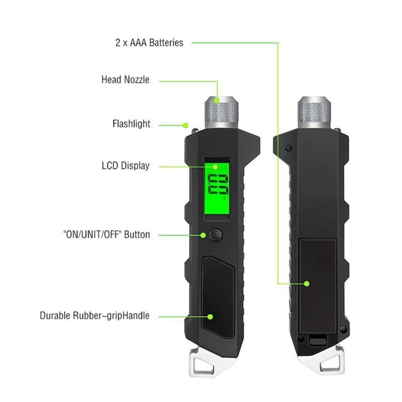 ABJO-Car Tire Air Pressure Guage Digital Heavy Duty Tire Air Dual Head Guage 230 PSI For Truck Car Durable Easy To Use