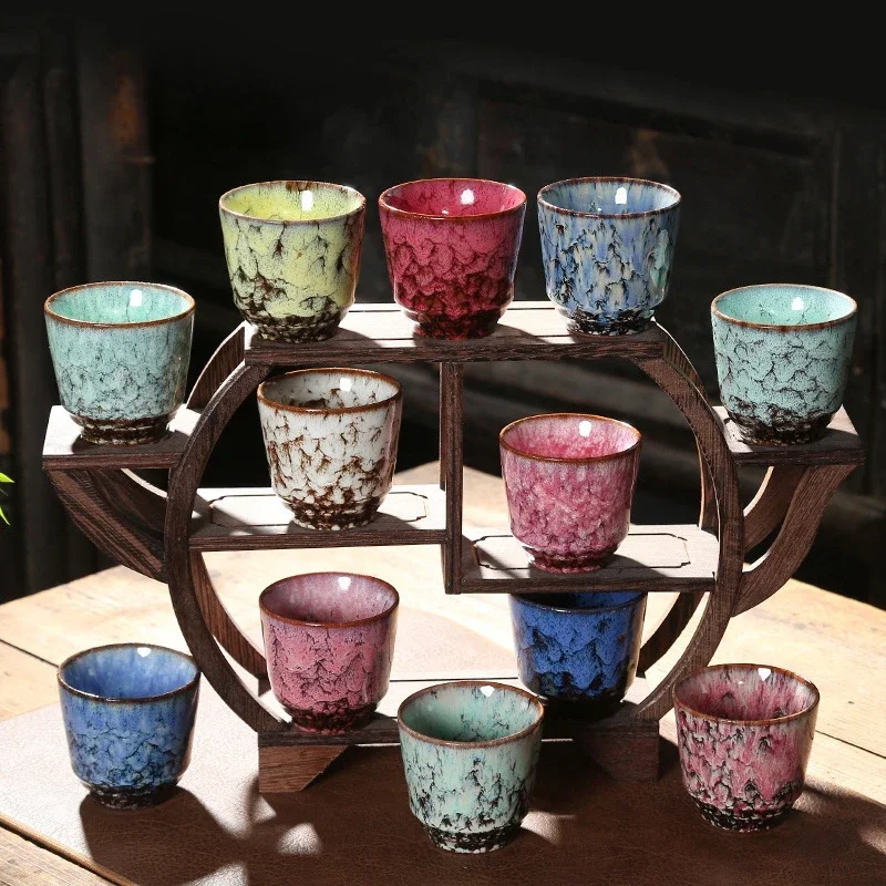 1pcs Japanese Style Kiln Transformation Ceramic Tea Cup Porcelain Espresso Cups Pottery Kung Fu Teacup Coffee Mug Wholesale