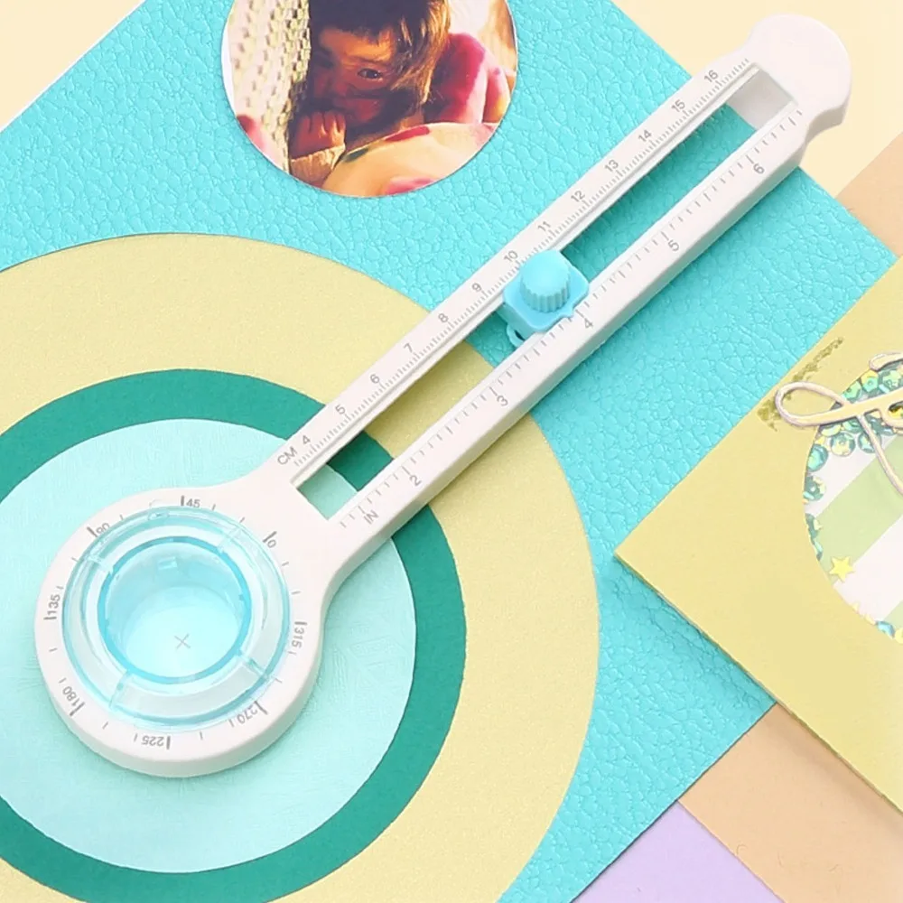 Adjustable Cutting Diameter Circular Paper Cutter Blue Non-Slip Base Rotary Cutter PP Plastic Material 8-32cm Circle Cutter