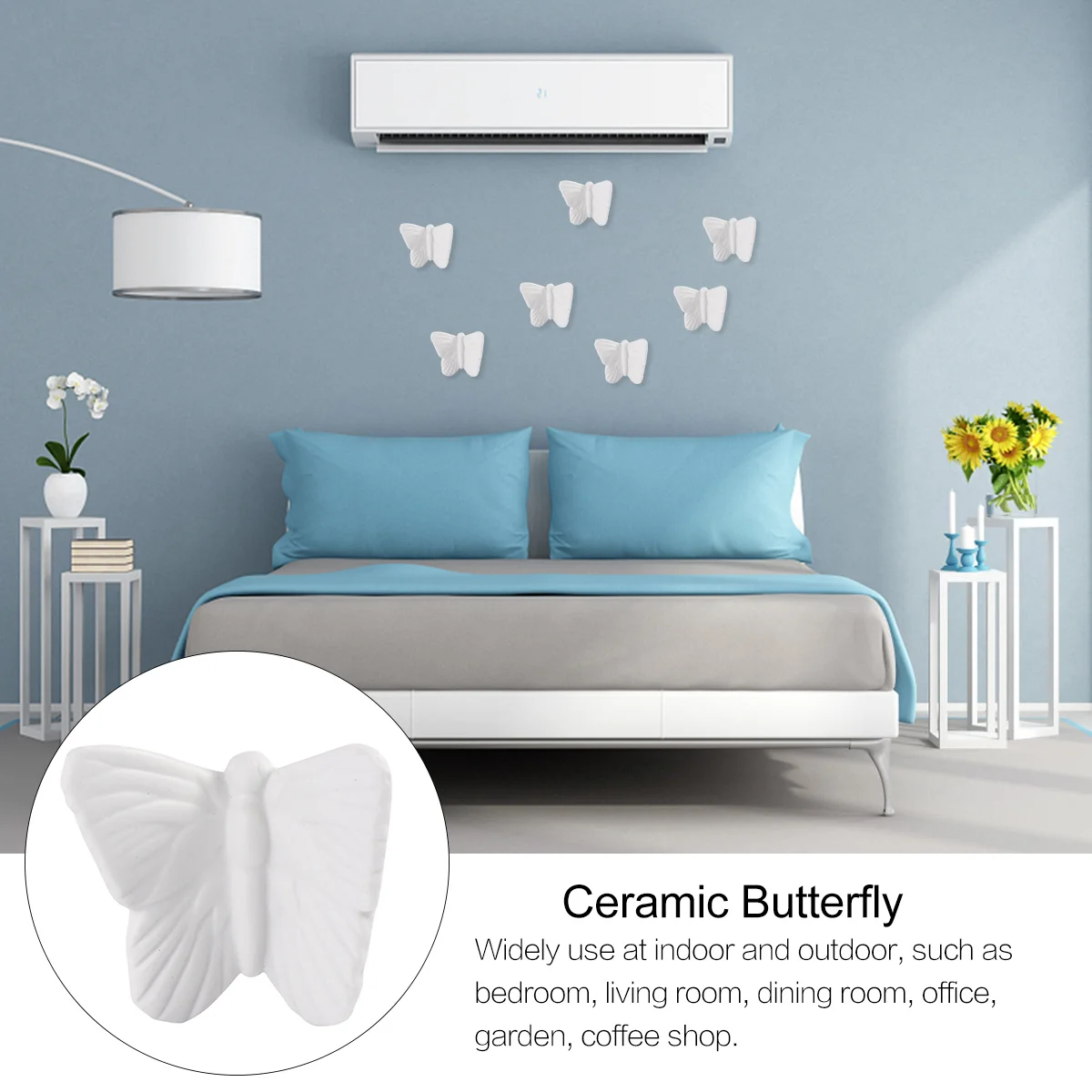 

1Pcs Ceramic Butterfly Wall Decor White 3D Lifelike Surface Wall Hanging for Home Bedroom Living Room Ceramic Butterfly