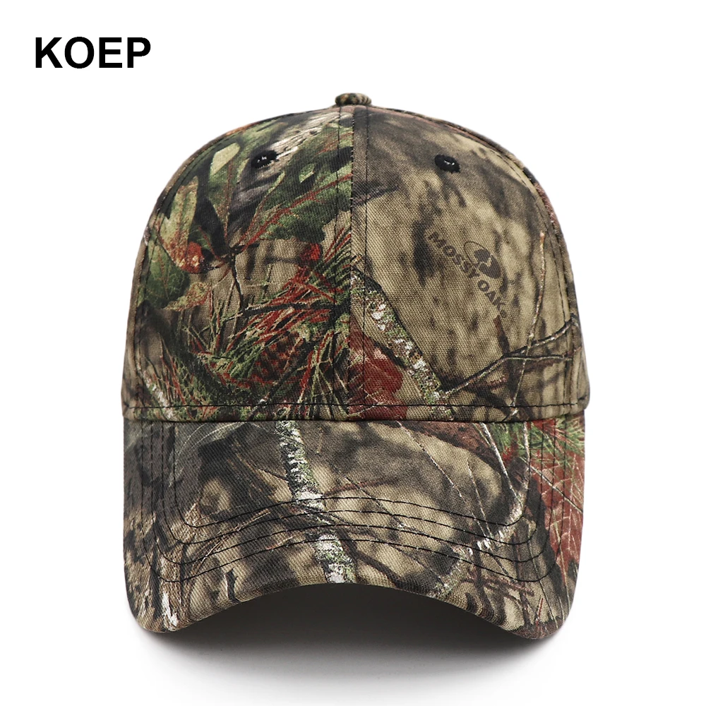 KOEP New Outdoor Fishing Caps Jungle Tree Camouflage Baseball Cap Hunting Hat Cotton Dad Snapback Biomimetic Camo Hats KBMO5