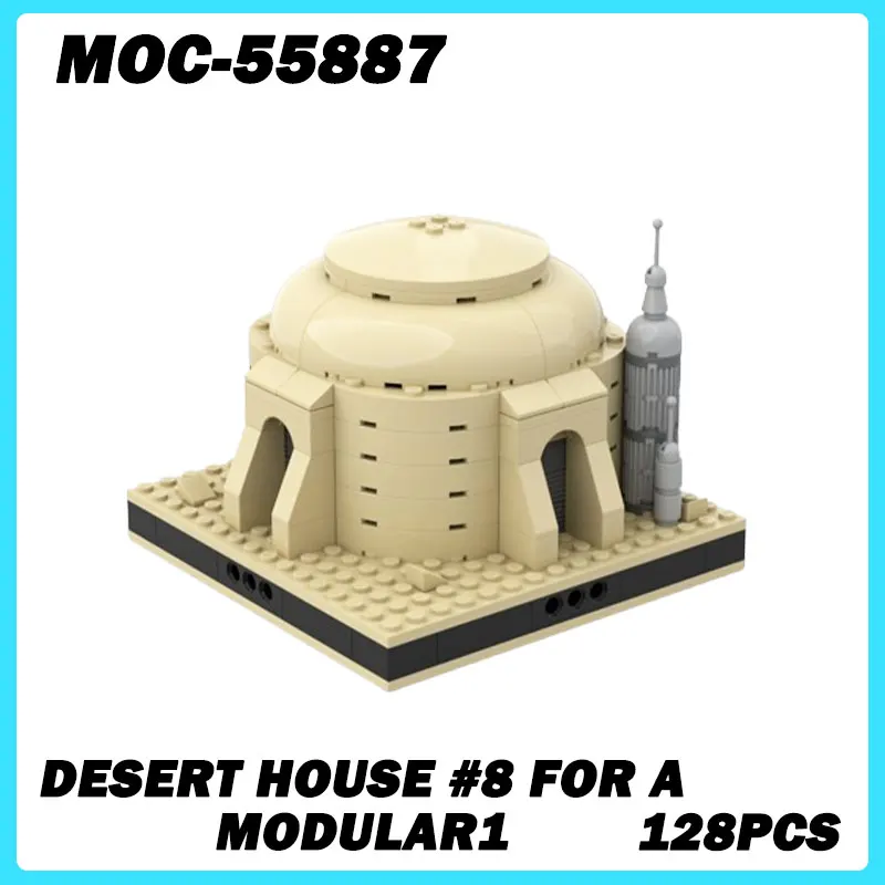 MOC-55887 Wüstenhaus der Micro Architecture-Serie # 8, für eine modulare Bausteine, DIY-Modell, Ziegel, Bildung, Spielzeug, Geburtstagsgeschenke