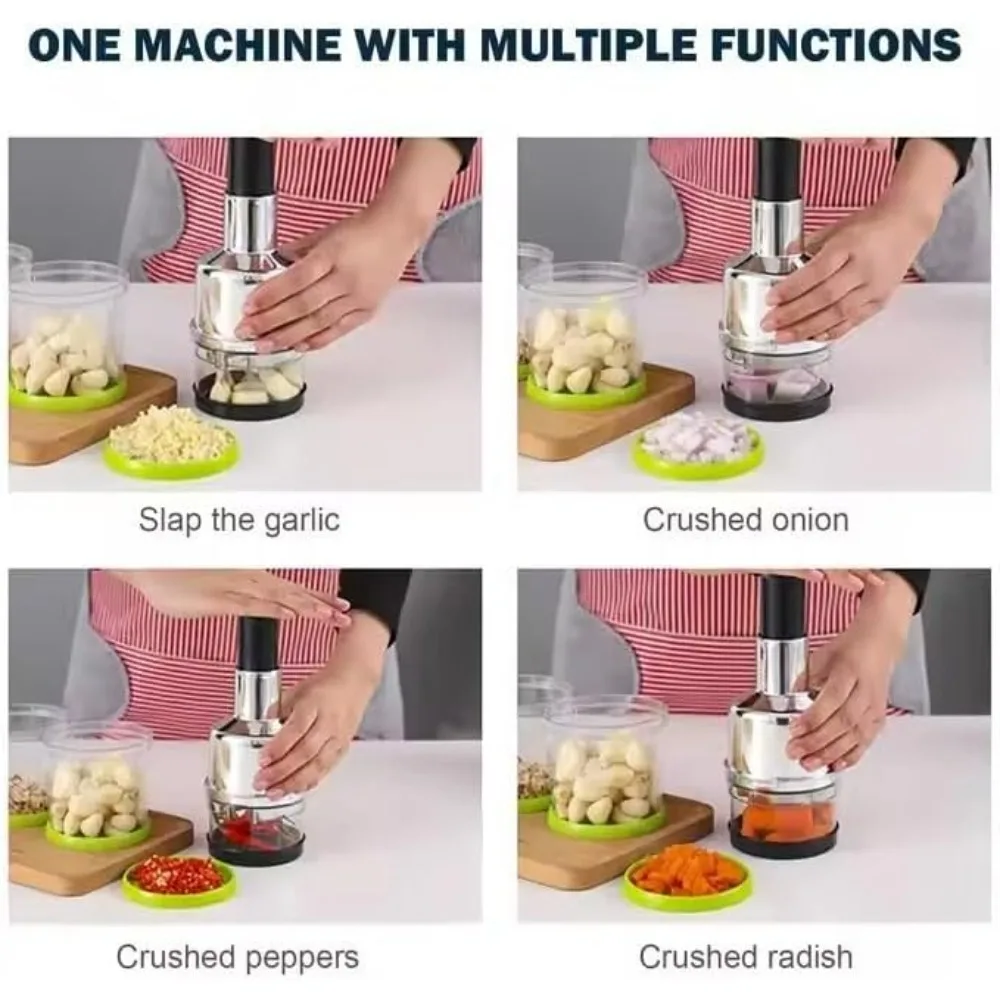 

D9 Stainless Steel Vegetable Cutter Peeler Manual Garlic Masher Meat Grinder Garlic Knife Onion Dicer Food Chopper Kitchen Tool