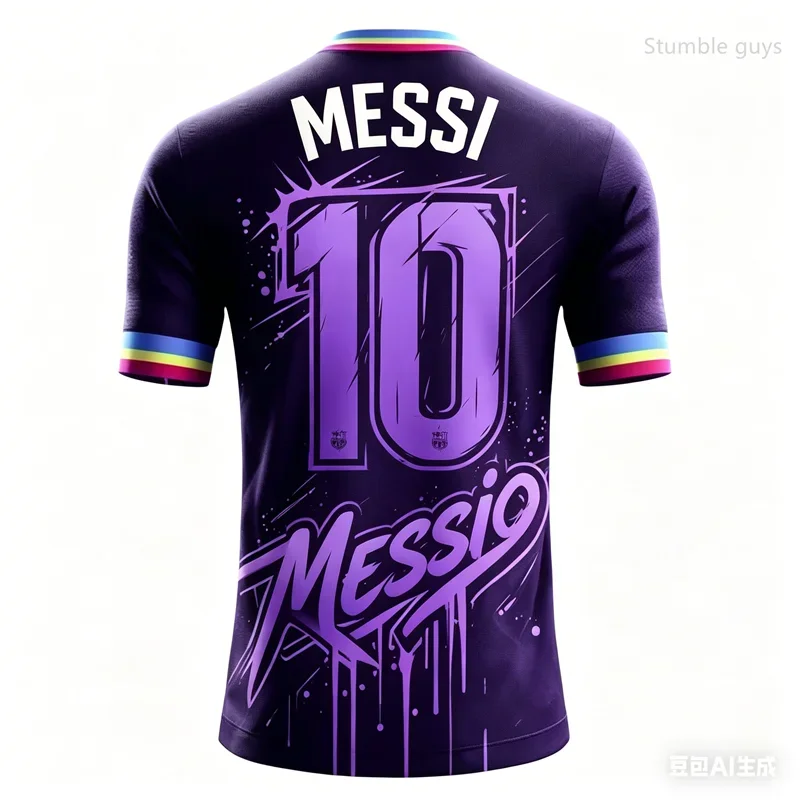 Sommerliches Messi 10 Fußballtrikot für Jungen – Kurzarm-T-Shirt, lässige Kinderkleidung, Oberteile für Jungen
