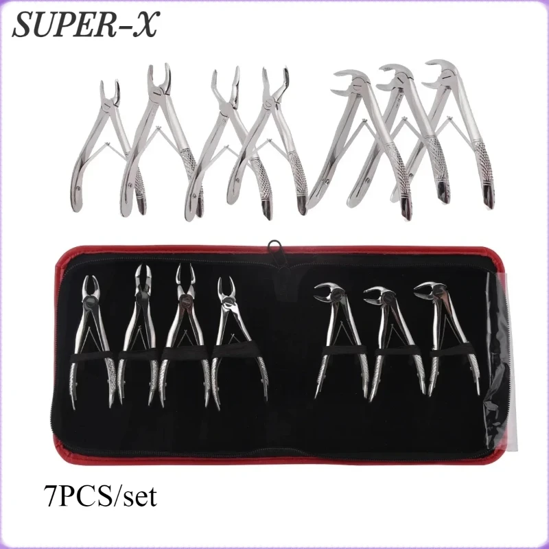 

7PCS/set Children Dental Tooth Extraction Forceps Root Extraction Forceps Orthodontic Tools Tweezers Dental Surgical Instruments