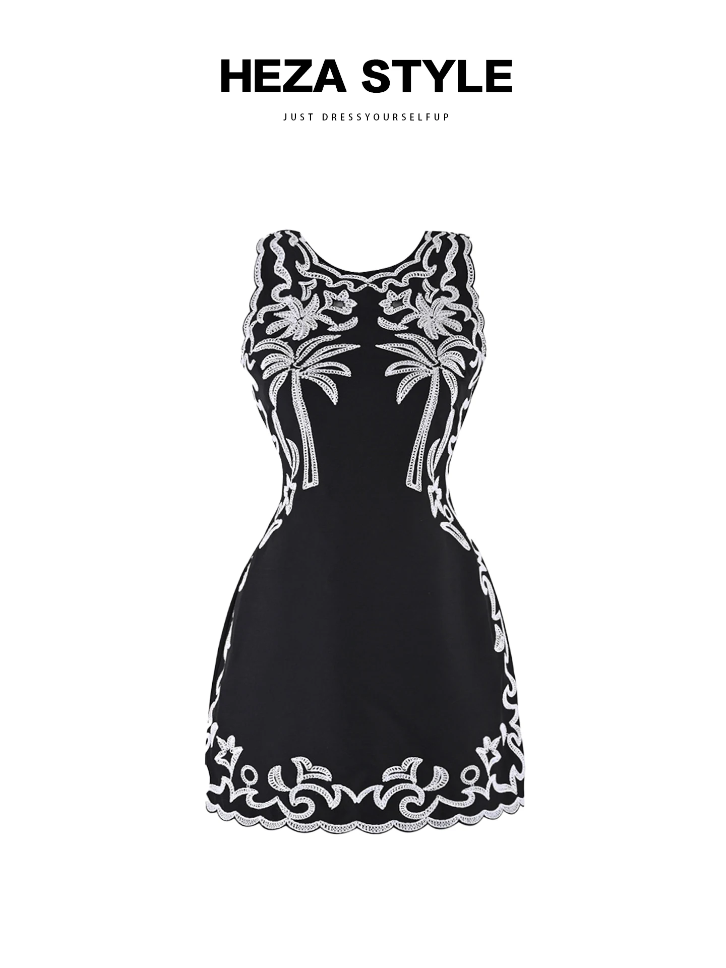 

HEZA Embroidered Vest Dr Women's Summer A-Line Skirt Heavy Embroidery Flattering for Pear aped Body Korean Sle