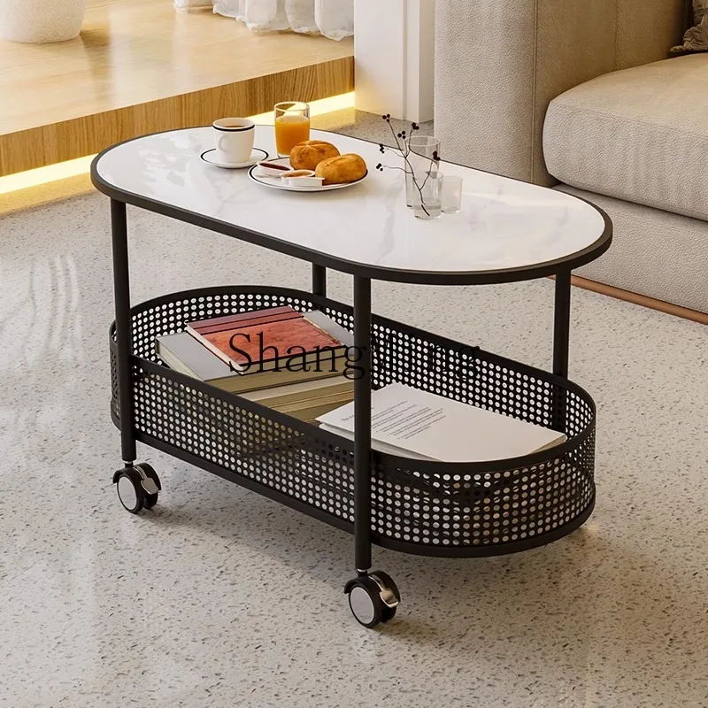 

FG creative living room sofa rock slab edge few with wheels movable small coffee table medieval trolley bedside table side table