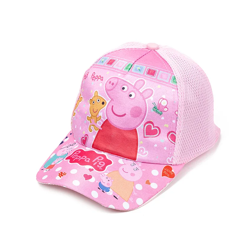 Cartoon Peppa Pig Baseball Cap Hat Adjustable Peppa Pig Cosplay Hip Hop Kids Girls Summer Sunshade Hat Gift for Girls