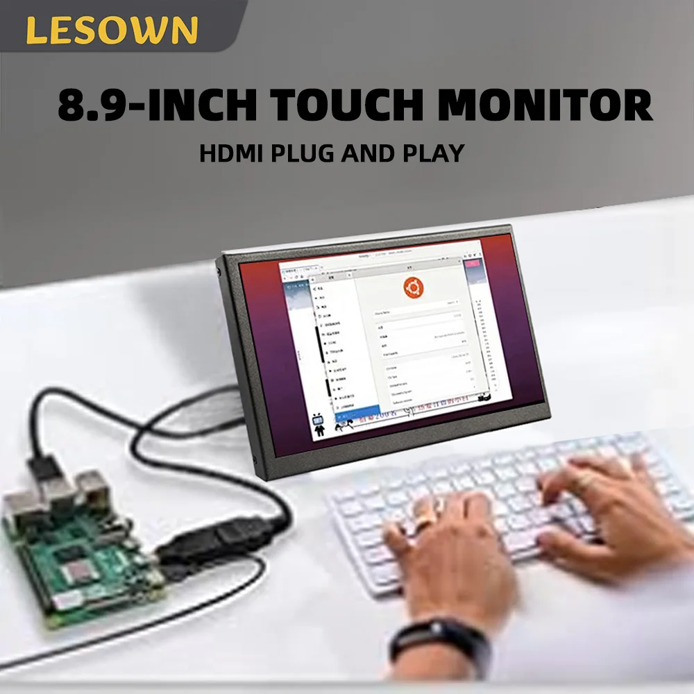 

LESOWN 8.9 10.1 Inch Portable Monitor with HDMI USB Compact Display Secondary Screen Edge Display for Laptop PC Raspberry Pi