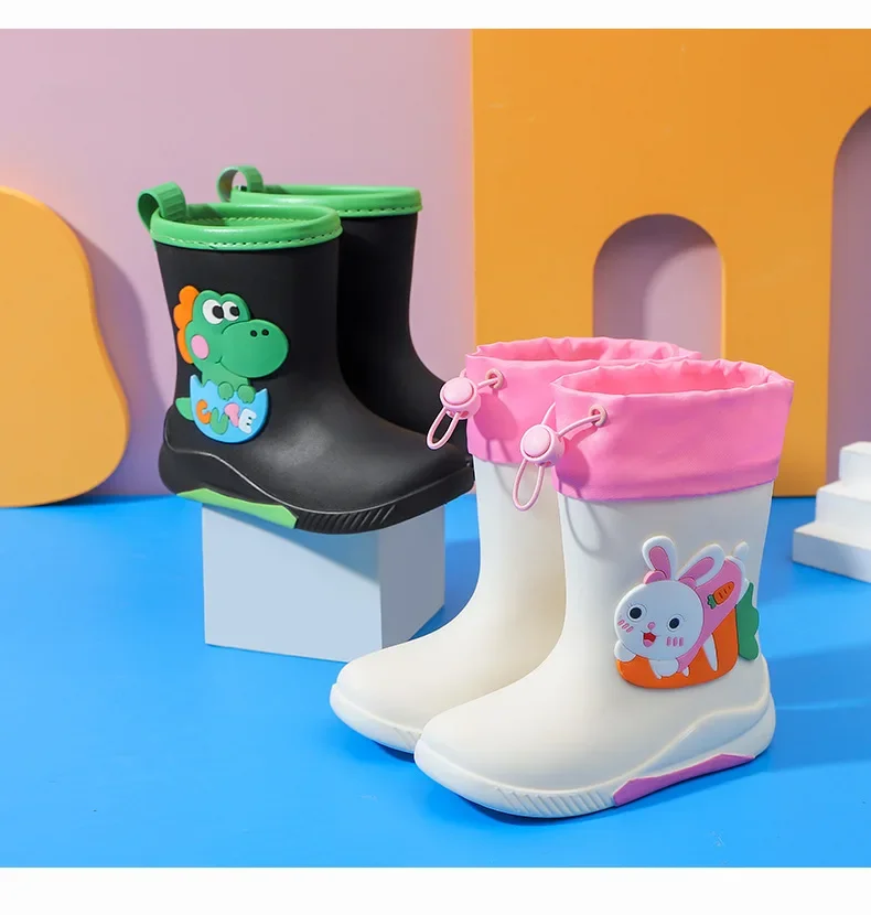 Kinder-Regenstiefel für Jungen und Mädchen, rutschfeste EVA-Outdoor-Cartoon-Dinosaurier-Regenstiefel für Kinder, wasserdichte Schuhe, Wasserschuhe für Mädchen – Detail 25