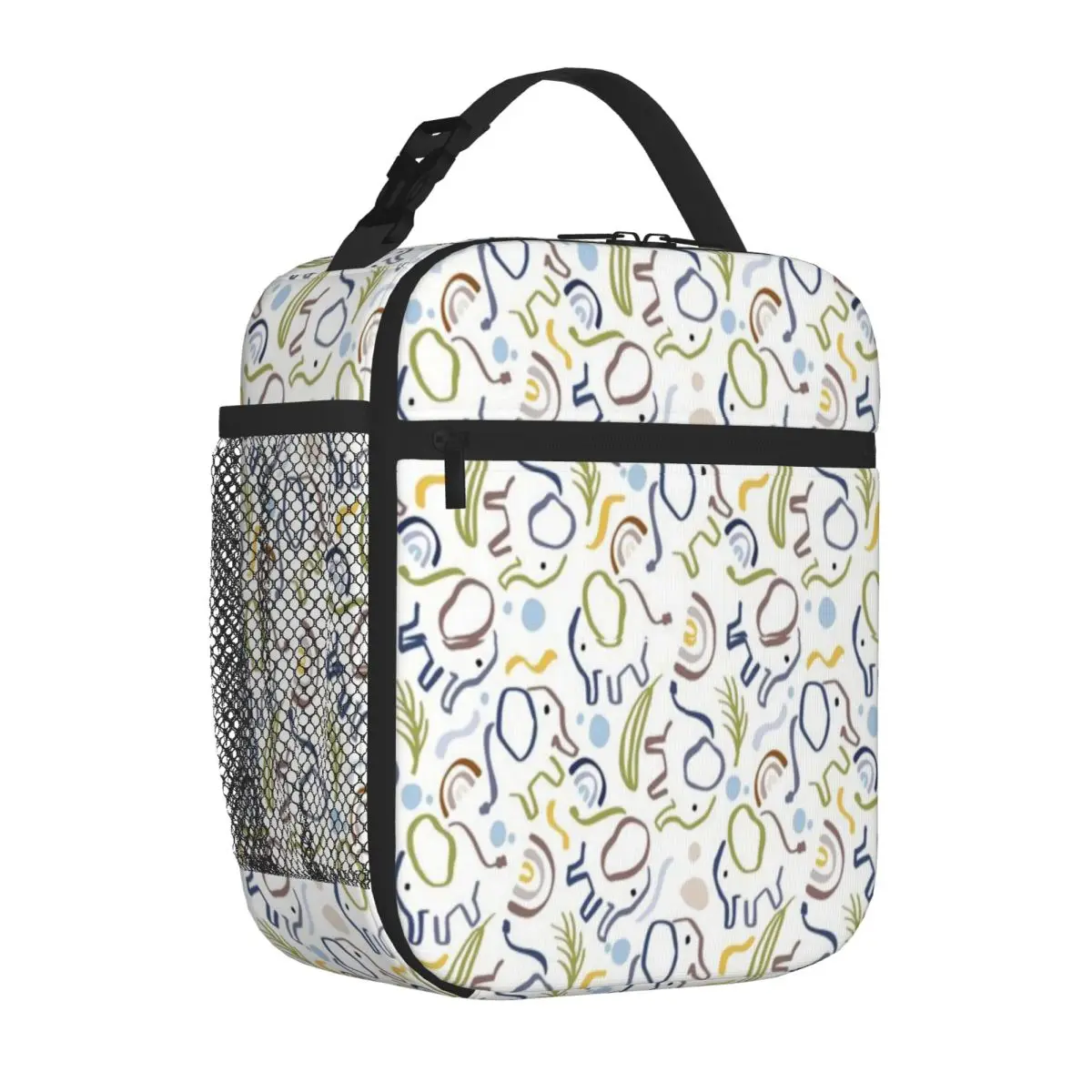 Hot Sale Rainbow Elephant Fruit Print Adjustable Strap Lunch Bag Family Picnic Portable Lunch Bag