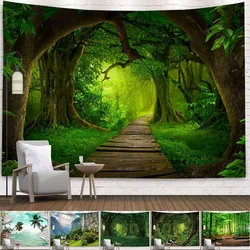 Home Decor Tapestry Beautiful Landscape Sunlight Through Forest Wall Sofa Bedroom Dorm