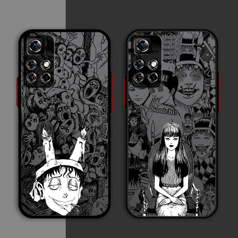 Anime Junji Ito Phone Case For Redmi Note 13 12 11 10 Pro Plus Pro S T 5G Matte Frosted Translucent Cover