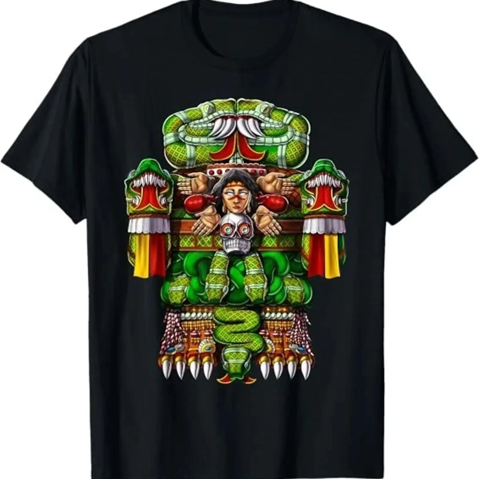 Camiseta Unisex de Diseñador con Estampado de la Diosa Azteca Coatlicue, Mitología Maya Antigua, Tallas S-3XL, Estilo Vintage Lavado y Elástico, MUY POPULAR
