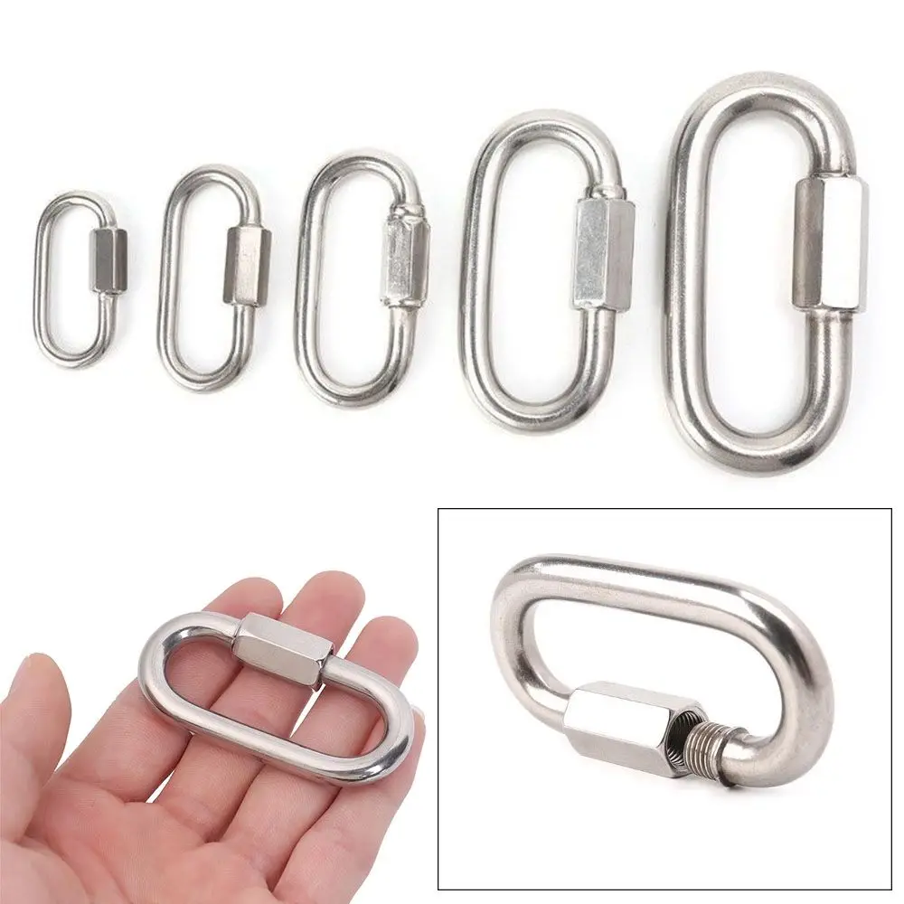 9 Sizes Quick Links Screw Lock Safety Snap Hook Chain Connecting Ring Carabiners Climbing Gear Carabiner