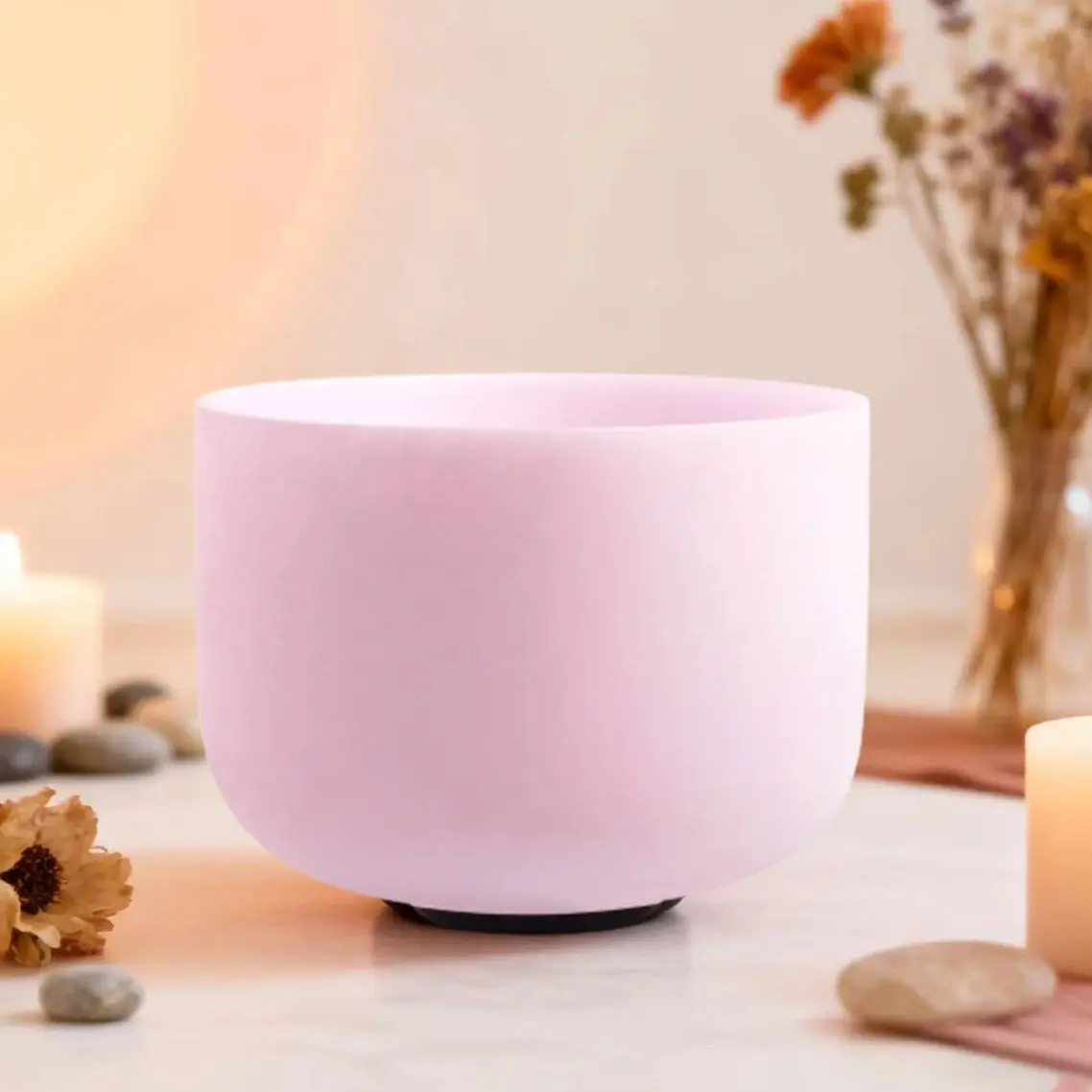 ヒエウン 8インチ 432hz/440hz ジェムストーン モルガナイト フュージョン クリスタル シンギングボウル ヨガ 瞑想 チャクラ サウンドボウル 楽器