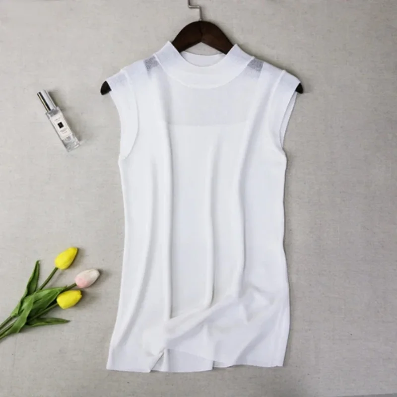 Fashion Women Top Sexy Street Style Ladies Tank Tops Knitted Solid Wild Ice Silk Knitting shirts 2922