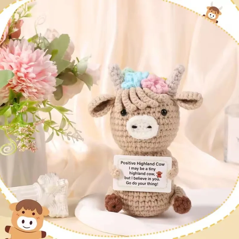 

Christmas Gift Kawaii Crochet Cow Doll: Emotional Support Positive Energy Decoration – Home Room & Desk Accessory