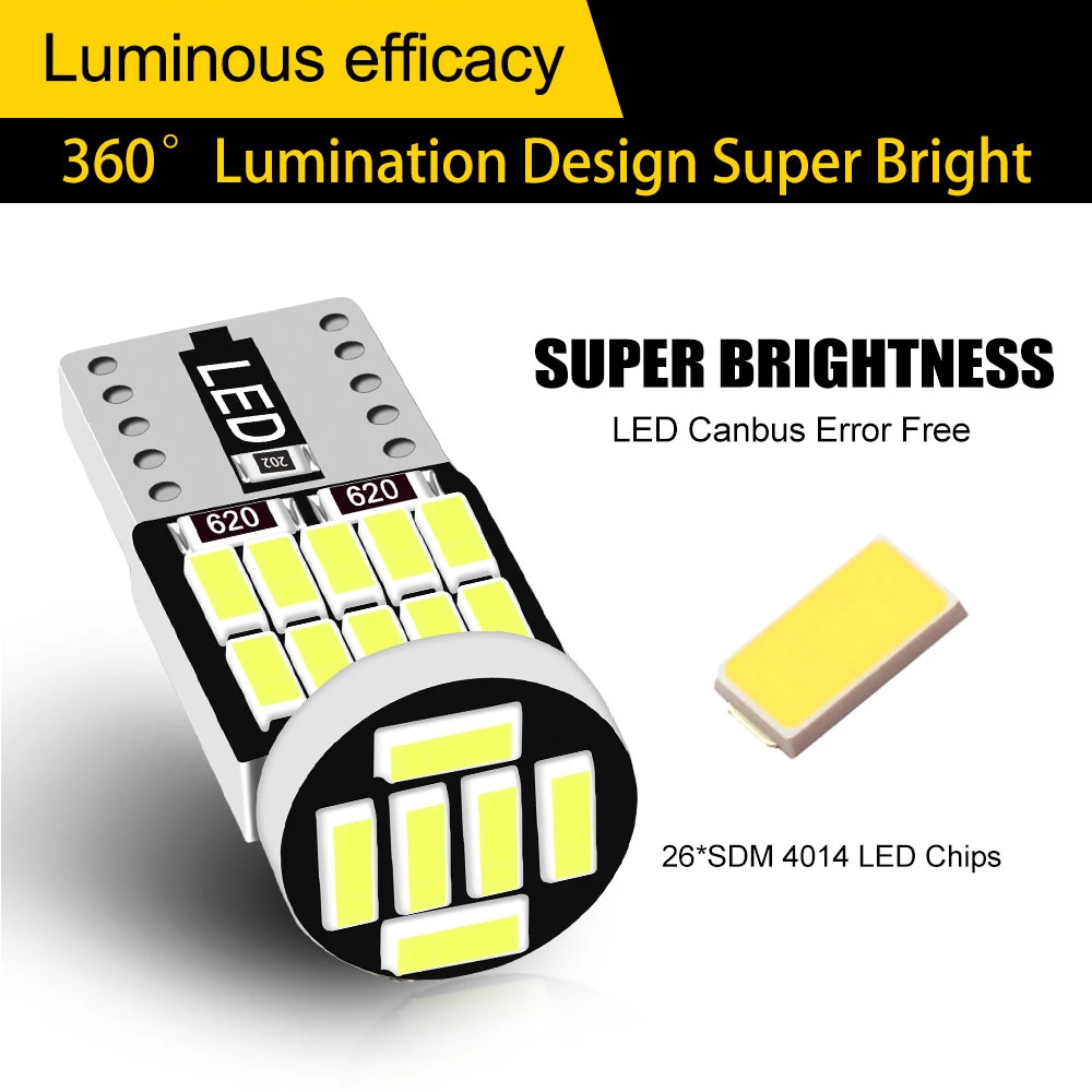T10 w5w 194 168 26-smd4014 3528 car LED bulb CANbus with fudge light bulb for car interior 12 V